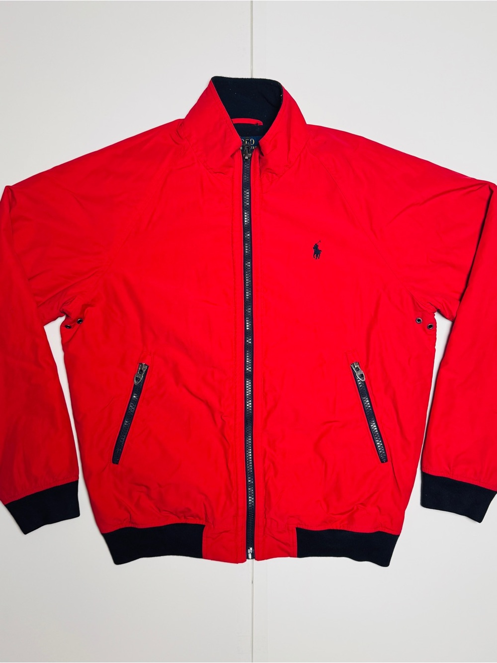 Red Polo Ralph Lauren Full Zip Jacket Men’s Size M – Lightweight Windbreakr USED